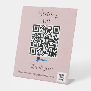 Paypal payment QR code Pink Blush Pedestal Sign