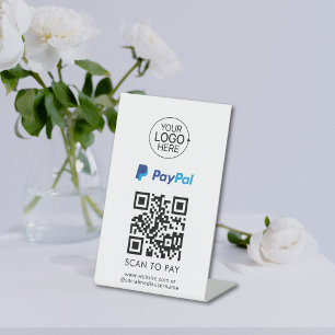 PayPal QR Code Contactless Payment Add Logo Pedestal Sign