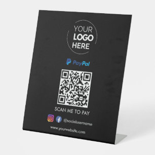 Paypal QR Code Payment Scan to Pay Black Pedestal Sign