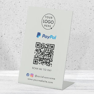 Paypal QR Code Payment   Scan to Pay Business Grey Pedestal Sign