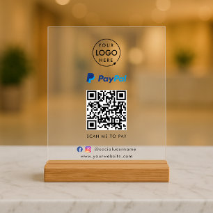 Paypal QR Code Payment   Scan to Pay Business Logo Acrylic Sign