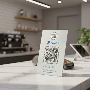 Paypal QR Code Payment   Scan to Pay Business Logo Pedestal Sign
