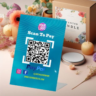 PayPal QR Code Payment Scan to Pay Business Logo Pedestal Sign
