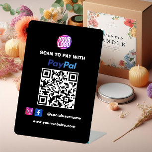 PayPal QR Code Payment Scan to Pay Business Logo Pedestal Sign