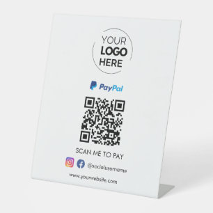 Paypal QR Code Payment Scan to Pay Business Logo Pedestal Sign