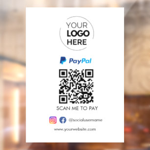 Paypal QR Code Payment   Scan to Pay Business Logo Window Cling