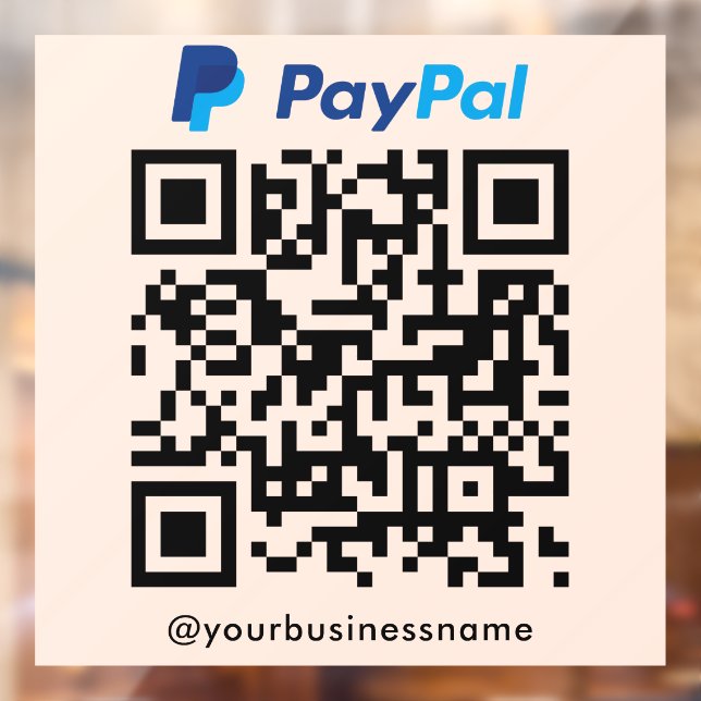 Paypal QR Code Payment Scan to Pay Soft Peach Window Cling (Sheet 2)