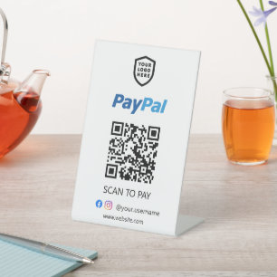 Paypal QR Code Payment White Scan to Pay Pedestal Sign
