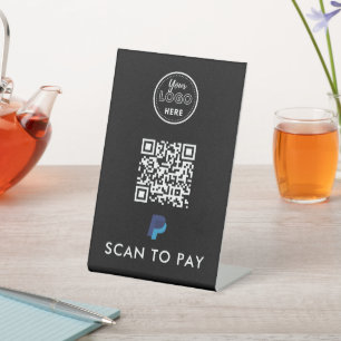 Paypal QR Code Scan to Pay Professional Logo Black Pedestal Sign