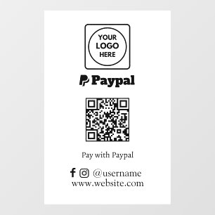 PayPal QR Payment Scan to Pay Business Display Window Cling