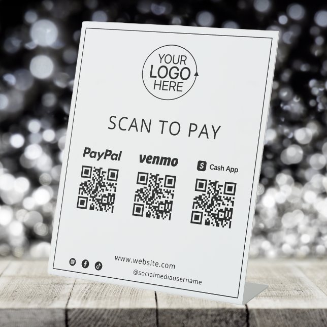 PayPal Venmo Cash App Black Icons Mobile Payment  Pedestal Sign (PayPal Venmo Cash App Black Icons Mobile Payment Pedestal Sign)