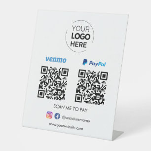 Paypal Venmo QR Code Payment Scan to Pay Pedestal Sign