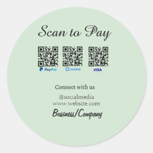 paypal venmo visa card scan to pay QR social media Classic Round Sticker