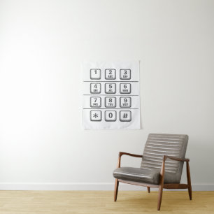 Payphone/ATM Numbers Keypad Illustration (Gray) Tapestry