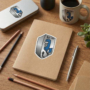 Payphone Blue Telephone Square Sticker