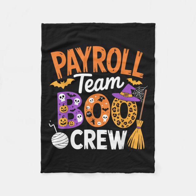 Payroll Team Boo Crew Halloween Matching Soky Outf Fleece Blanket (Front)