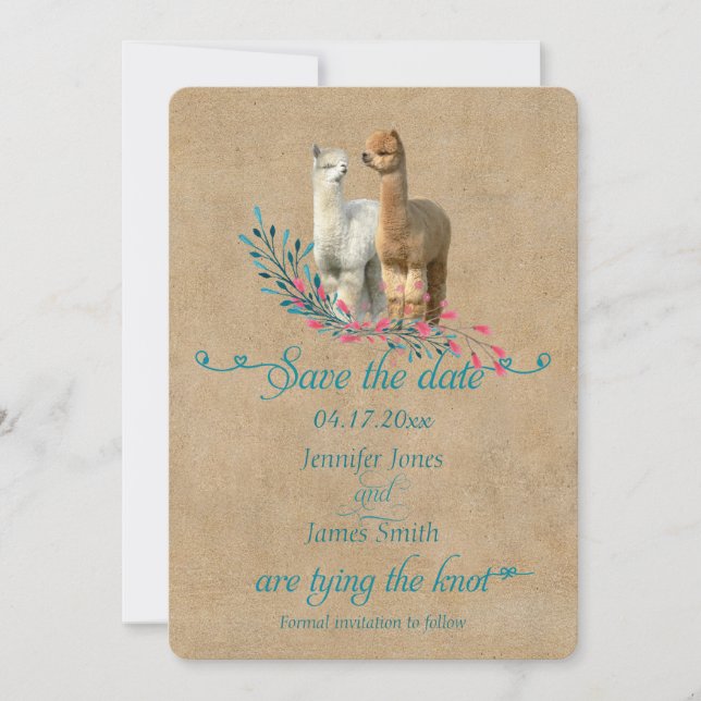 Pays Alpaca Enregistrer la date Invitations (Devant)