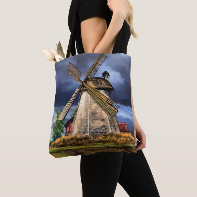 Pays-Bas Paysage moulin à vent peinture Sac fourre (De près)