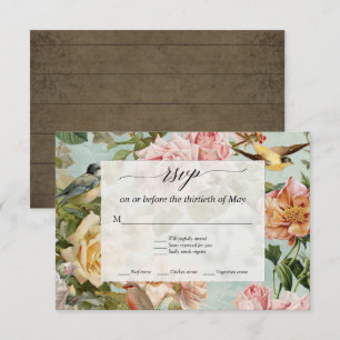 Pays Chic Vintage Floral Roses Rustique Bois RSVP
