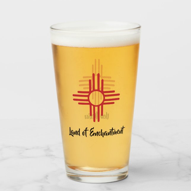 Pays d'enchantement Symbole Soleil Zia Bière Verre (Dos (rempli))