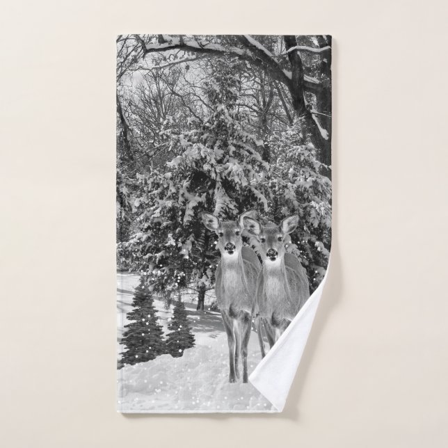 Pays des merveilles d'hiver noir et blanc avec cer (Serviette à main)