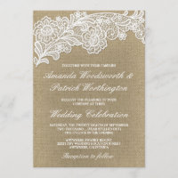 Pays Floral Burlap et dentelle mariage Invitations