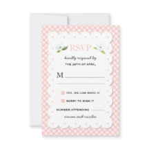Pays Floral En vichy Rose Bleu Mariage RSVP