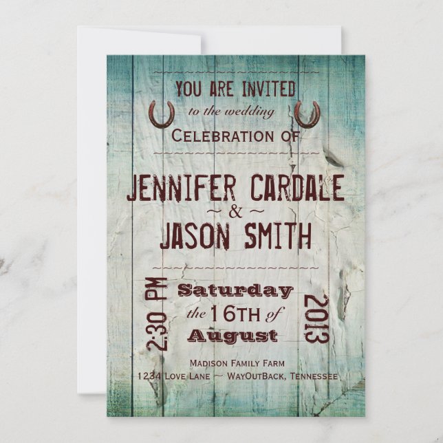 Pays Grange Bois Typographie Mariage Invitations (Devant)