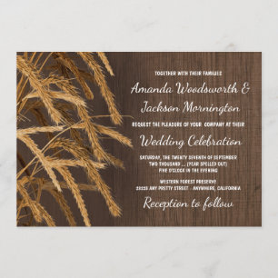 Pays Grange Rustic Hay Blé Invitations de mariage
