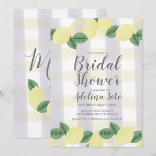 Pays Lemon Boho Aquarelle Carreaux Invitation de M