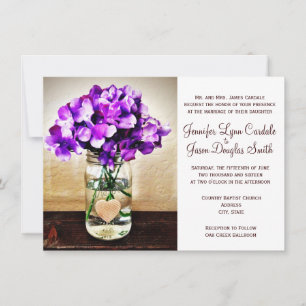 Pays Mason Jar Hydrangea Invitations de mariage