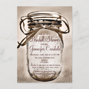 Pays Mason Jar Rustic Bridal Showvous Invitations