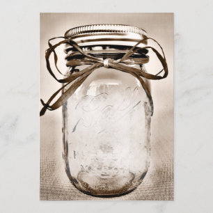 Pays Mason Jar Rustic Invitation Modèle blanc