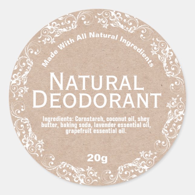 Pays Naturel Kraft fait maison Étiquettes déodoran (Devant)