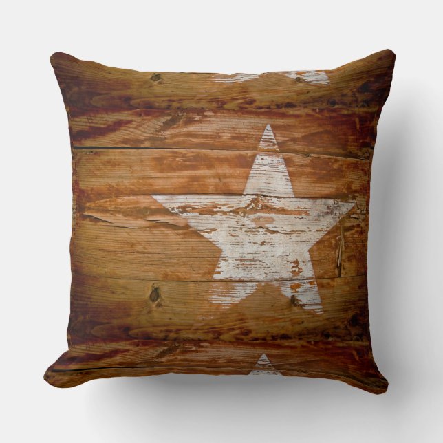 Pays primitif Rustic Barne Wood Star Coussin (Recto)