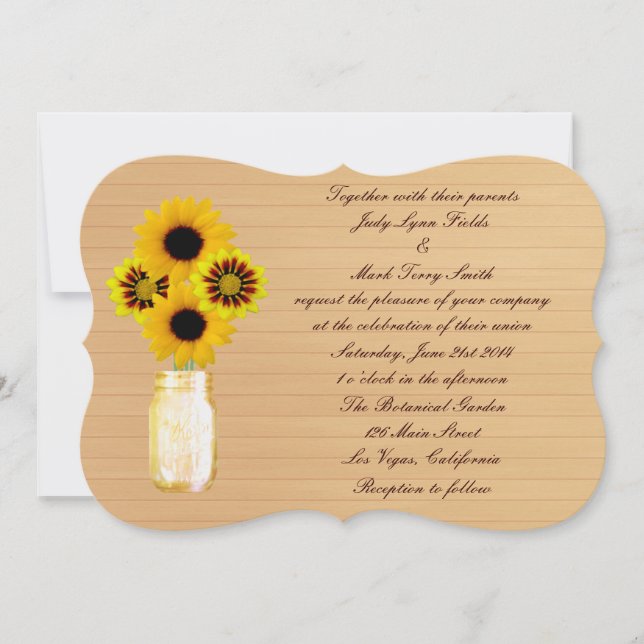 Pays Russe Jaune Mason Jar Faire-part de mariage (Devant)