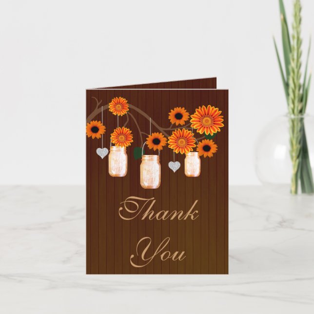Pays Russe Orange Mason Jars Carte de remerciement (Devant)