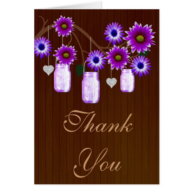 Pays Russe Violet Mason Jars Carte de remerciement (Devant)