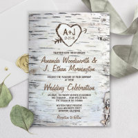 Pays Rustic Birch Tree Bark Mariage Invitations