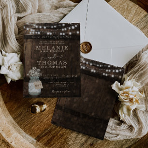 Pays Rustic Bois Barrel Invitations de mariage