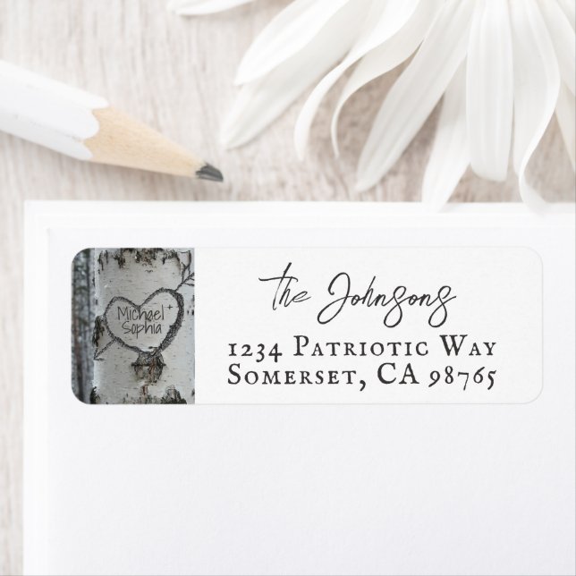 Pays Rustic Carved Heart Birch Tree (En situation)