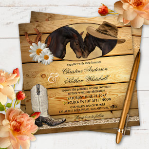 Pays rustique Faire-part de mariage des chevaux de