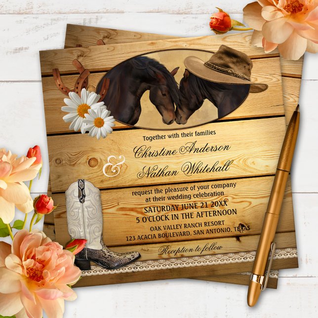Pays rustique Faire-part de mariage des chevaux de (Créateur téléchargé)