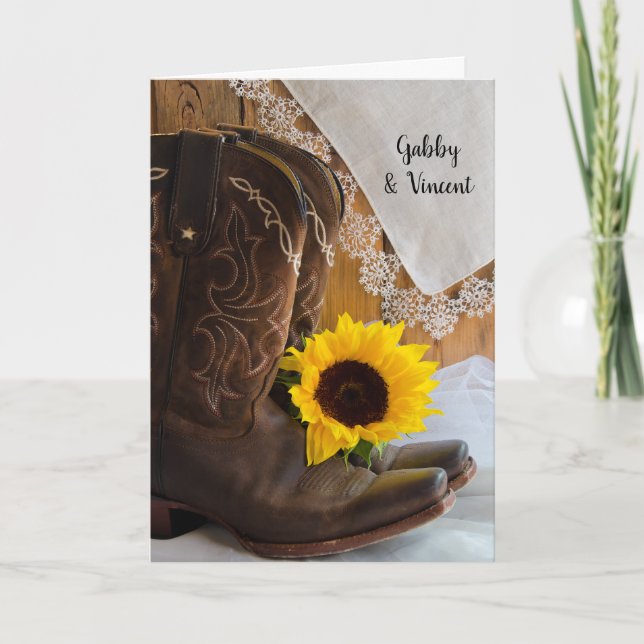 Pays Sunflower Lace Western Faire-part de mariage (Devant)