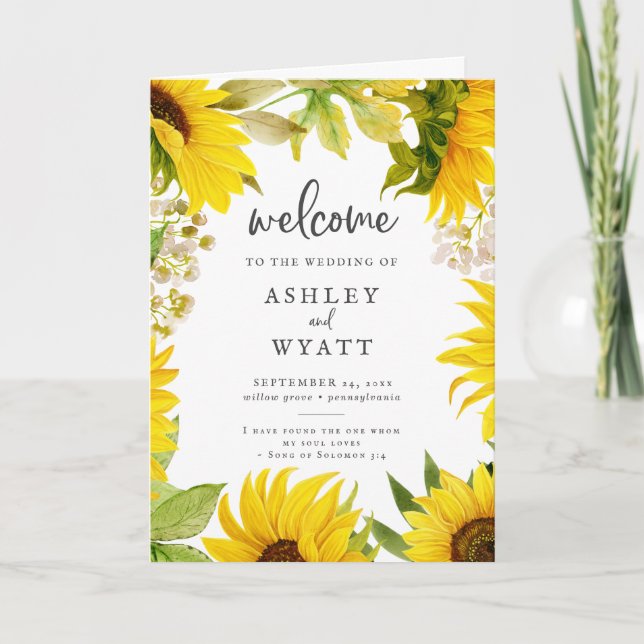 Pays Sunflower Programme de mariage plié (Devant)