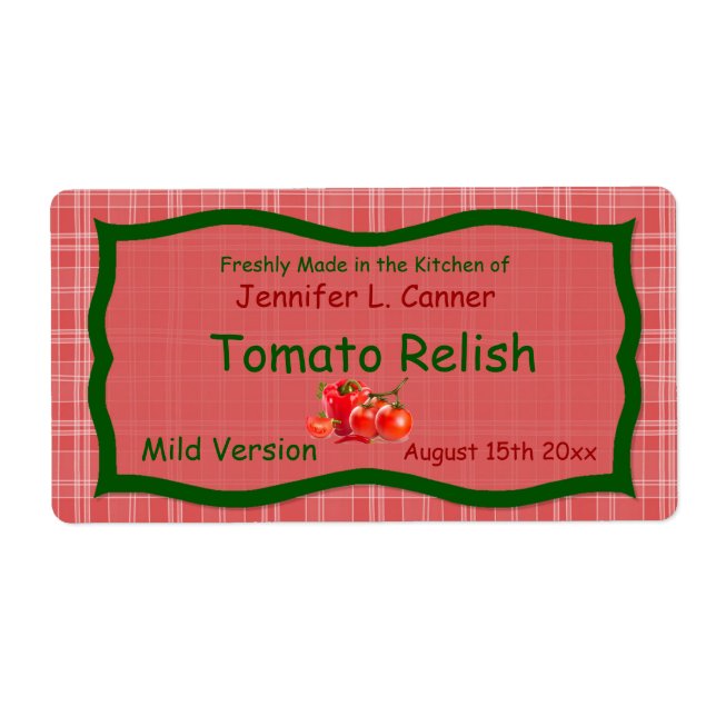 Pays Sunglo Rouge Plaid avec tomates Étiquette ali (Devant)