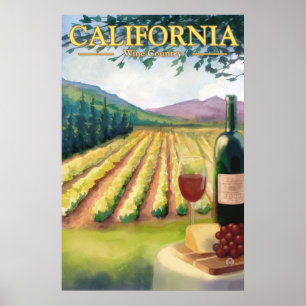 Pays vinicole de Californie - Poster Vintage voyag