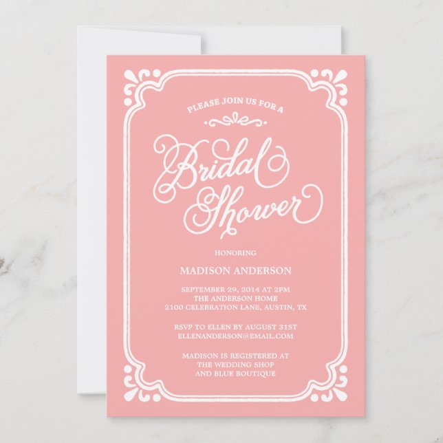 Pays Vintage| Invitation à la douche nuptiale (Devant)