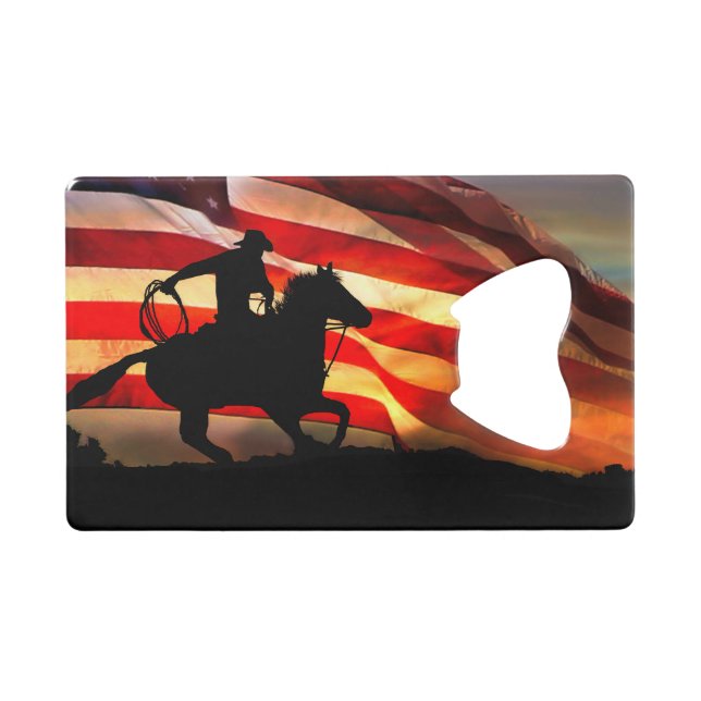 Pays Western Cowboy et drapeau (Devant (Horizontal))