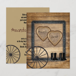 Pays Western Faire-part de mariage, Wagon Wheel